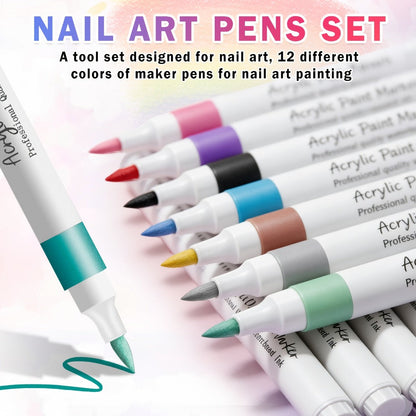 Nail Art Pens 36-Color Acrylic Paint Marker Set with Fine-Liner Tips and Pump-to-Prime Pen Bodies