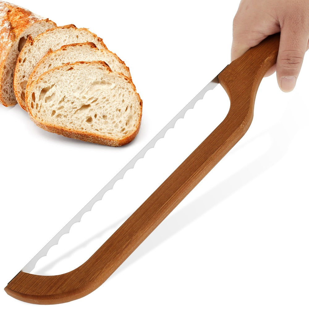 Serrated Bread Knife – 304 Stainless Steel Blade with Bamboo Handle, 15.7" Bread Slicer for Sourdough, Bagels, Baguettes & Homemade Loaves