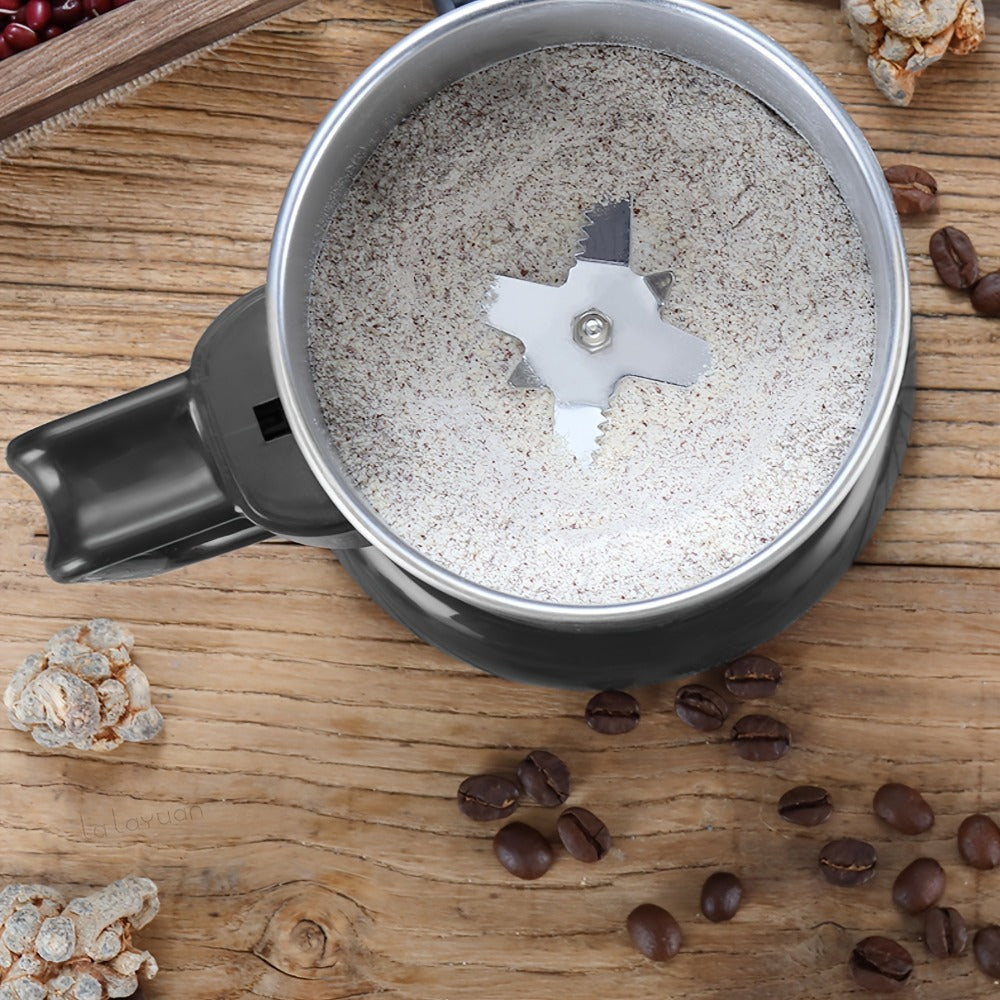 Electric Coffee Grinder with Stainless Blade, Press-Button Control and Stainless Steel or Silver Finish