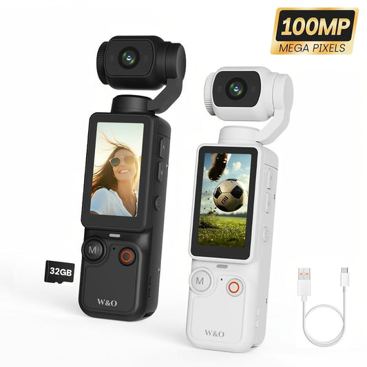 UHD Pocket Camera with 180° Rotating 1.9" Screen, 2000mAh Battery, Webcam Function, USB-C Charging, 32GB Memory Card Included, Mini Compact Camera for Outdoor Sports Cycling Travel Vlogging