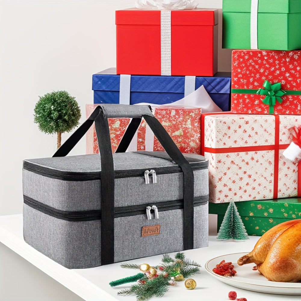 Insulated Casserole Carrier, 15.7-Inch Baking Dish Bag in Single or Double-Deck Configurations