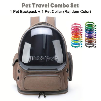Cat Backpack Carrier with Collar | Breathable Oxford Pet Backpack for Cats & Small Dogs, Large Capacity Travel Bag with Safety Zippers, Durable Straps & Ventilated Mesh for Outdoor Adventures, 5 Colors