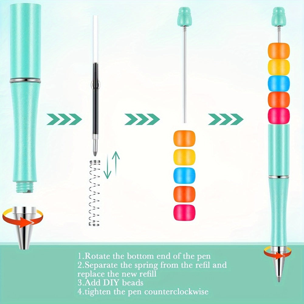 Bulk Beadable Ballpoint Pens with Black Ink, Assorted Random Colors and 40- or 60-Piece Options