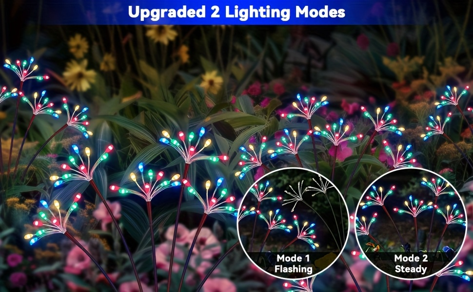 Solar Garden Lights Outdoor 4 Pack Twinkling Swaying Firework LED Stake Lights 2 Modes – Decorative Solar Path Lights for Yard Patio Flowerbed Camping Christmas Party Decor