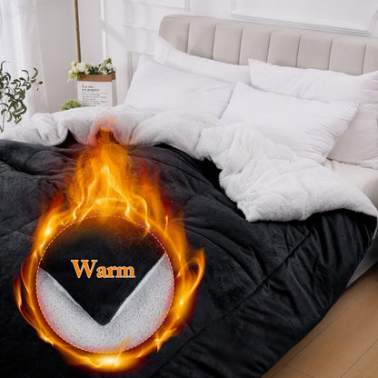 Thick Soft Comforter All Season Quilted Box Stitch Solid Color Breathable Machine Washable Bedroom Warm Autumn Winter Comforter