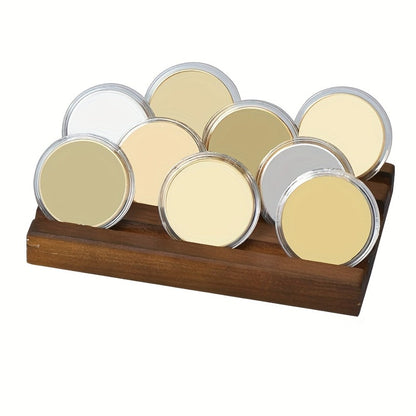 Four-Row Walnut-Color Wooden Coin Display Rack for Challenge Coins and Commemorative Tokens