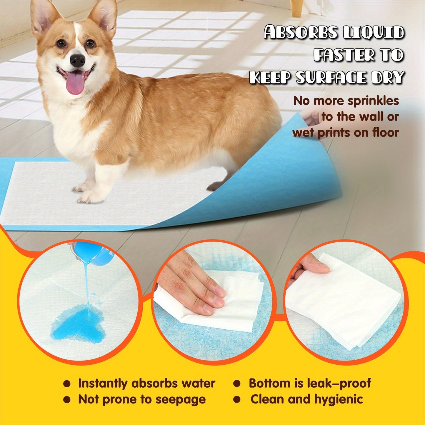 Dog Training Pads 30-Count Disposable Pack, 34 x 46 Inches with Six-Layer Core and PE Bottom Film
