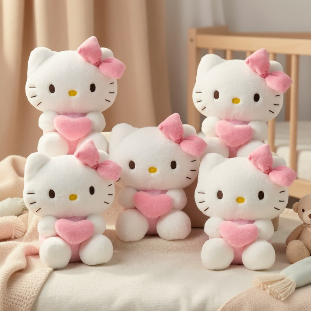 Plush Toy Heart-Holding Character Set with Five Pieces and Four Style Choices for Character Display, Room Decor and Gift Presentation