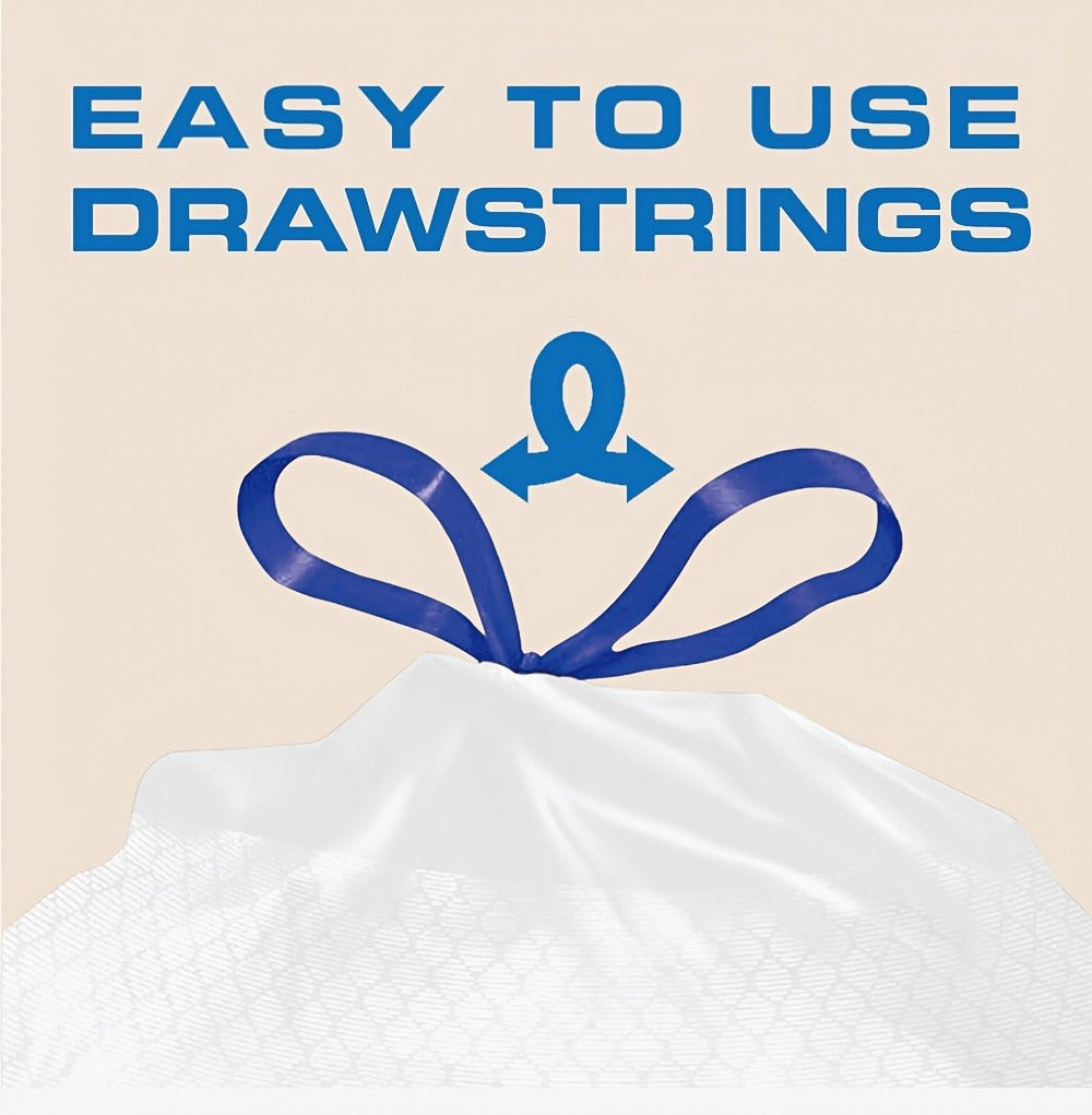 Drawstring Trash Bags with Odor Eliminator Technology – Lemon Mint Scent, Puncture & Tear Resistant, 30 Gal (90 Bags) or 13 Gal (154 Bags) Kitchen Garbage Bags