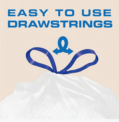 Drawstring Trash Bags with Odor Eliminator Technology – Lemon Mint Scent, Puncture & Tear Resistant, 30 Gal (90 Bags) or 13 Gal (154 Bags) Kitchen Garbage Bags