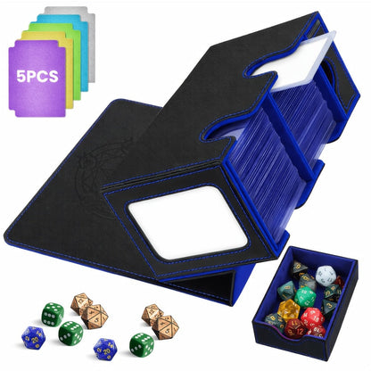 Double-Deck Trading Card Box with Display Window, Dice Tray, Five Dividers and Six Medium Color Labels