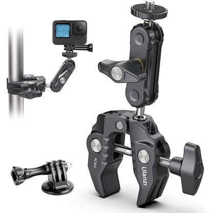 ULANZI Super Clamp 360° Ballhead Magic Arm Double Ball Head Camera Mount with 1/4"-20 & 3/8"-16 Thread for Canon Nikon DSLR, Action Camera, LED Lights, DJI Ronin & Freefly MOVI