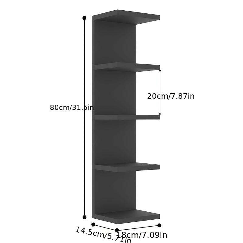 5-Tier Floating Wall Shelf Wall-Mounted Storage Rack 31.5" - Space Saving Display Shelves for Bedroom Living Room Oak Finish Easy Install Thickened Suspended Wall Organizer