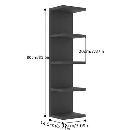 5-Tier Floating Wall Shelf Wall-Mounted Storage Rack 31.5" - Space Saving Display Shelves for Bedroom Living Room Oak Finish Easy Install Thickened Suspended Wall Organizer