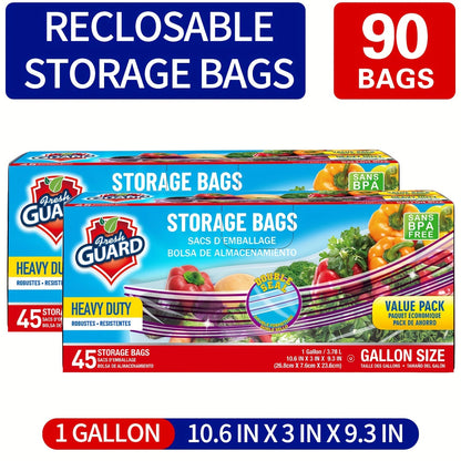 Reclosable Kitchen Storage Bags in Quarter-, One- or Two-Gallon Sizes with Five Count and Pack Options