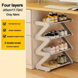 Yuan Shan Gray - Four-Tier Shoe Rack [Upgraded Metal Tubes - Thickened and Hardened Plastic Components]