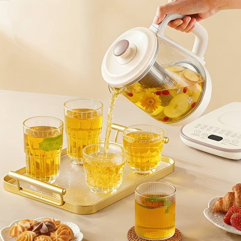 Electric Kettle 1.8L Glass Multi-Function Pot with 18 Presets, Removable Filter and 110V US Plug