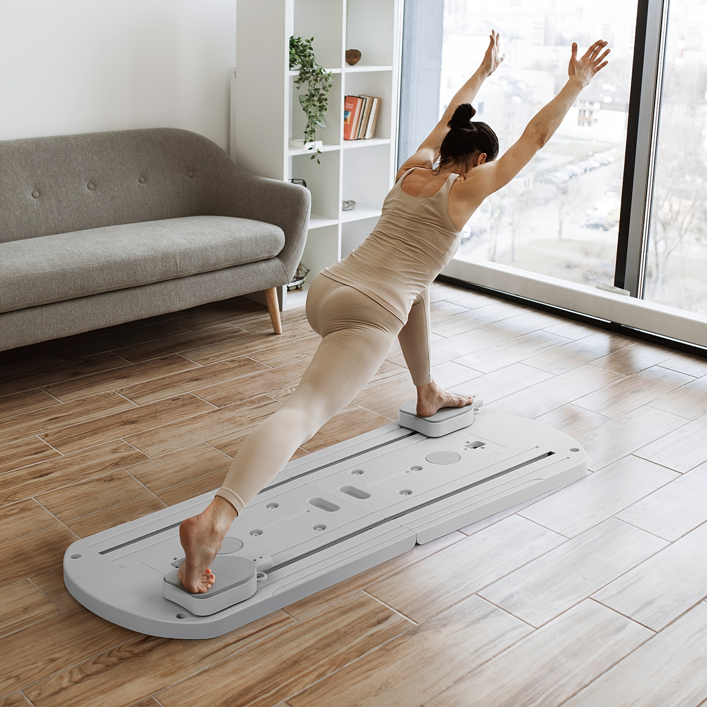 Home Pilates Training Board 8-in-1 – 350LB Capacity, PP Anti-Distortion, Foldable with Resistance Bands & Non-Slip Feet for Shoulders, Abs & Full Body Strength Training