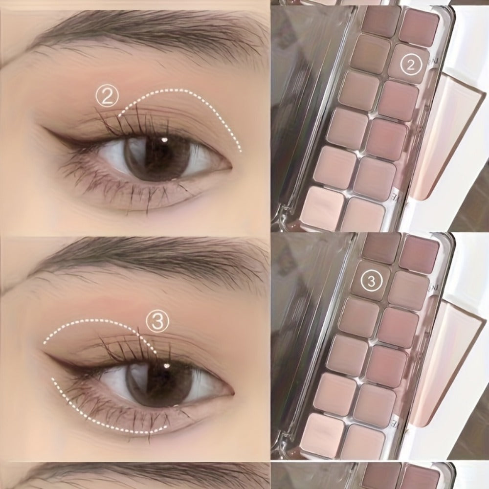 Eyeshadow Palette 12 Colors with Brush 2-in-1 Eyeshadow & Blush – Shimmer Glitter Matte Pearlescent Shades, Waterproof Long-Lasting Light Pink Series, Travel Size Eye Makeup for Women & Beginners