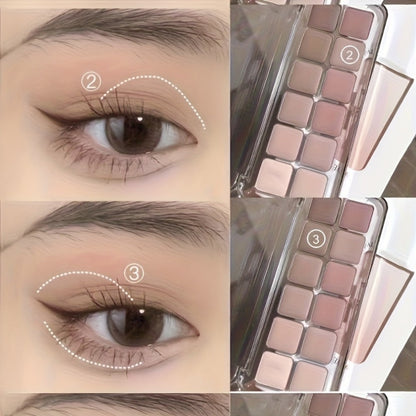Eyeshadow Palette 12 Colors with Brush 2-in-1 Eyeshadow & Blush – Shimmer Glitter Matte Pearlescent Shades, Waterproof Long-Lasting Light Pink Series, Travel Size Eye Makeup for Women & Beginners