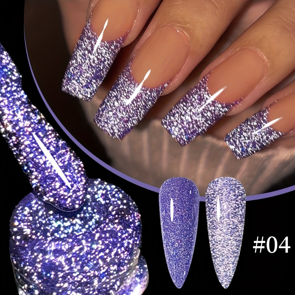Gel Nail Polish Set with XEIJAYI Label, 6 Crushed Starlight Glitter Colors in 0.51oz Bottles