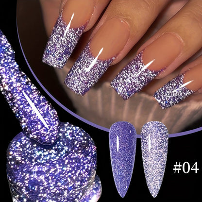 Gel Nail Polish Set with XEIJAYI Label, 6 Crushed Starlight Glitter Colors in 0.51oz Bottles