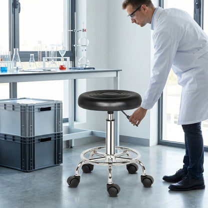 360 Swivel Bar Stool with Footrest Round Cushioned Sponge Seat Chrome Base Counter Stool Kitchen Island Home