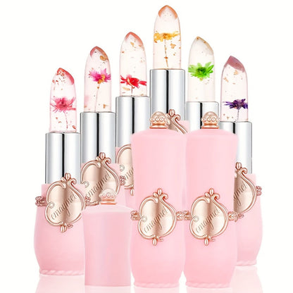 Moisturizing Lipstick Set 6 Pack – Transparent Petal Gloss Lip Color in Berry & Nude Shades, Long-Lasting Hydrating Formula, Prevents Chapping & Dryness, Perfect Gift for Women
