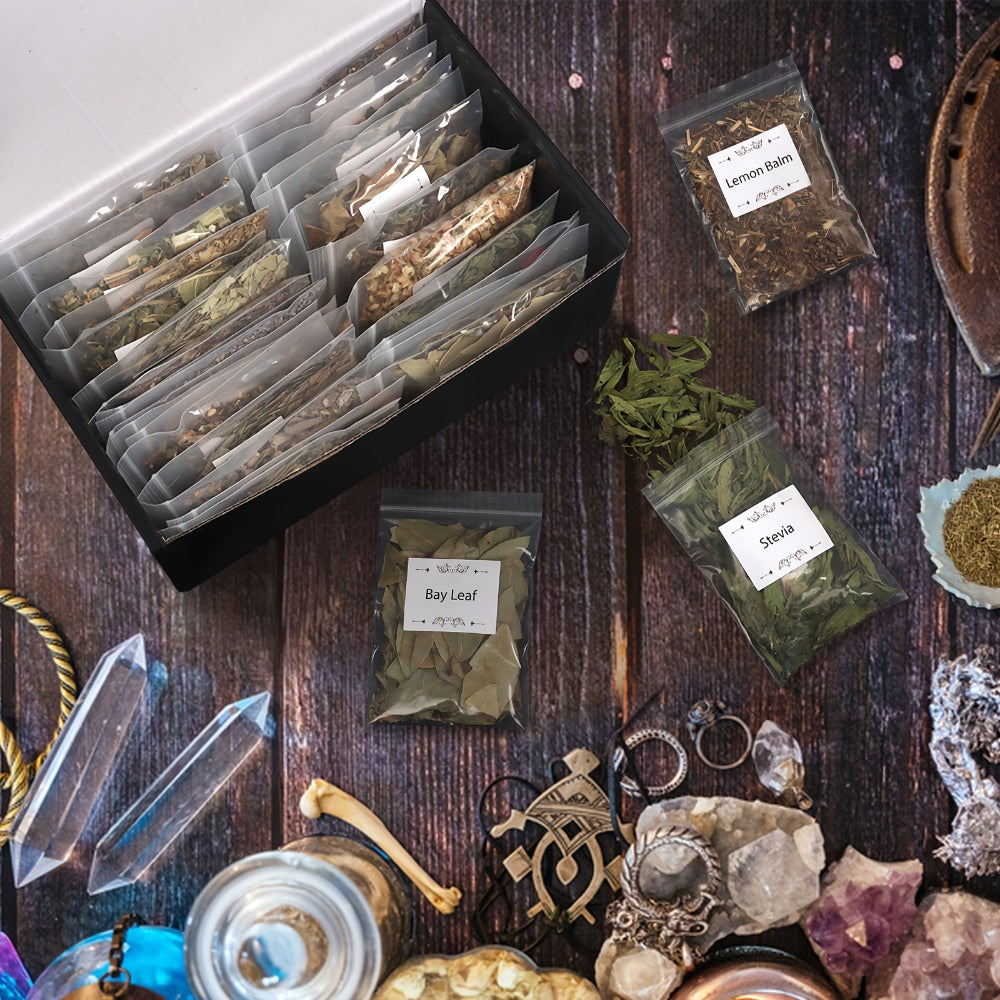 Dried Herbs & Flowers Magic Supplies Kit 40 Pack – Witch Starter Set for Rituals, Spells, Candle & Soap Making, Pagan Altar, Halloween & Christmas Gift, Party Favors, Home Decor