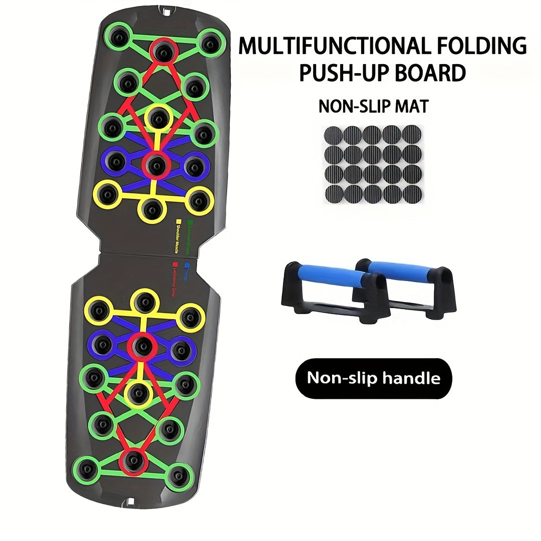 Color-Coded Push-Up Board with Resistance Bands and Pull Ropes for Multi-Position Home Training