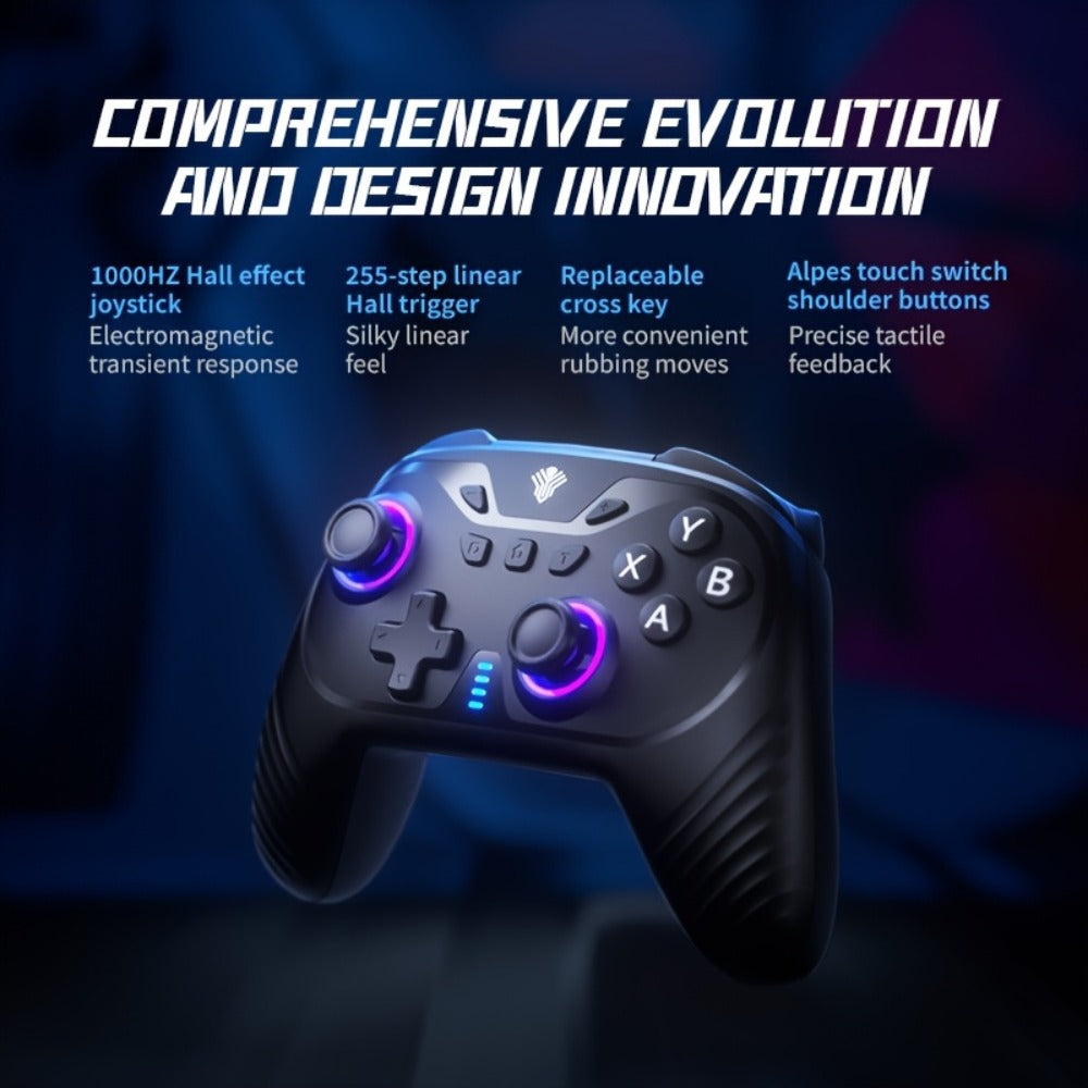 2.4G Wireless PC Controller with Hall Effect Joystick & Trigger, RGB Lighting & Vibration – Compatible with Windows PC, Android, Nintendo Switch & Steam, Anti-Drift Gamepad Not Compatible with Xbox