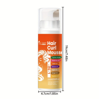 6.76 oz Seven-in-One Curl Mousse with Rosemary, Castor and Coconut Oils for Wavy or Curly Hair