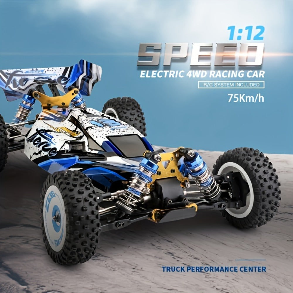 Remote Control Car, Wltoys 124017 Brushless 4WD Off-Road Racer with 75KM/H Source Speed and Two 7.4V 2200mAh Batteries