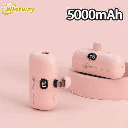 5000mAh Mini Lipstick Power Bank USB-C Fast Charging with Digital Display – Compact Portable Charger for iPhone 17/16/15 Pro Max, iPad Pro & Android, TSA-Approved Travel Battery Pack