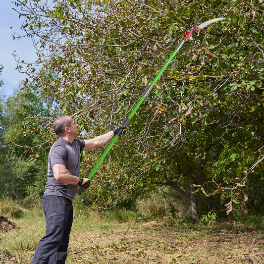 26FT Manual Pole Saw with Pruner & Bag – Extendable Tree Trimmer
