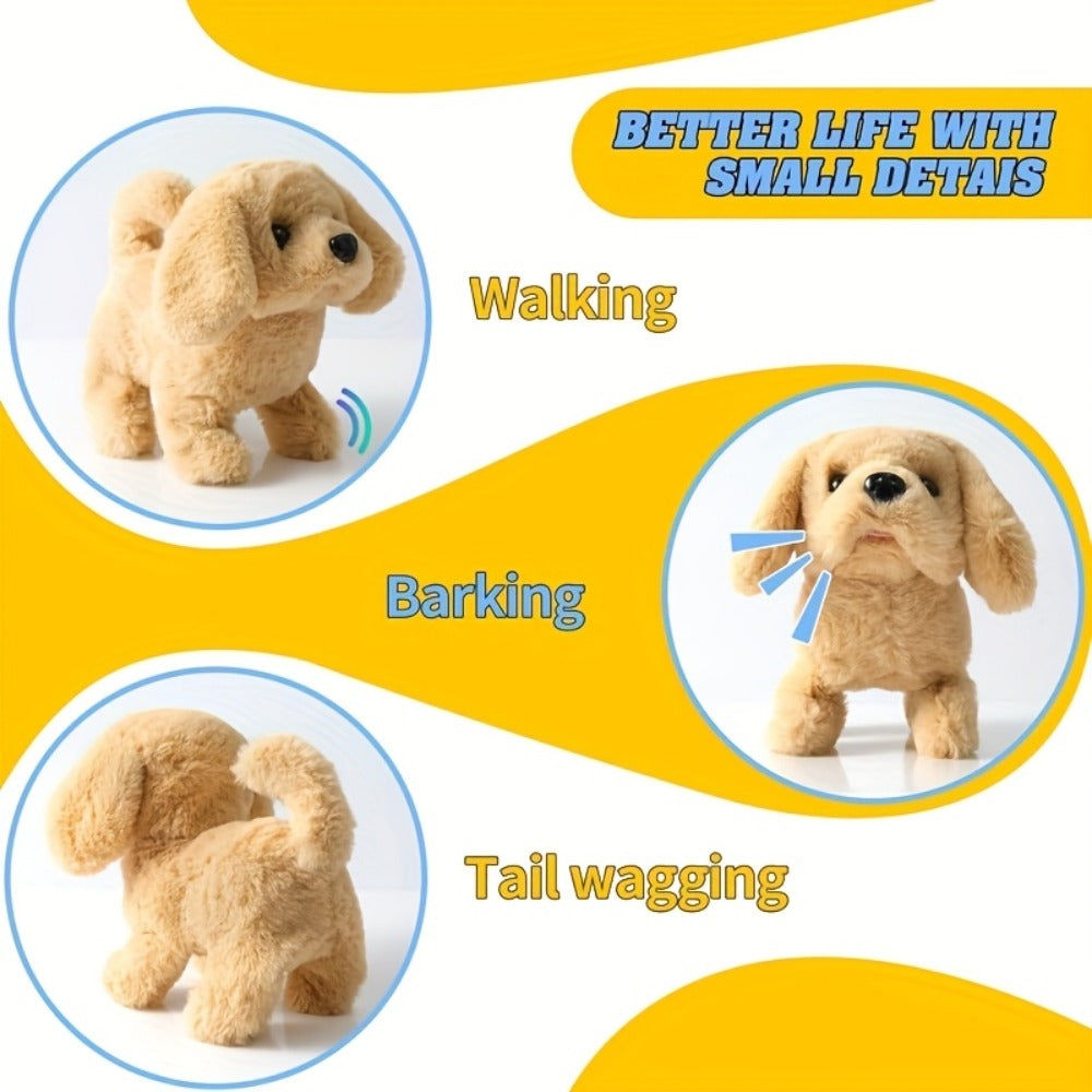 Electric Robot Dog Toy That Walks, Barks & Wags Tail – Realistic Cute Pet Toy for Kids, Birthday & Holiday Gift for Boys & Girls, Brown / White / Teddy