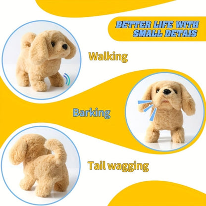 Electric Robot Dog Toy That Walks, Barks & Wags Tail – Realistic Cute Pet Toy for Kids, Birthday & Holiday Gift for Boys & Girls, Brown / White / Teddy