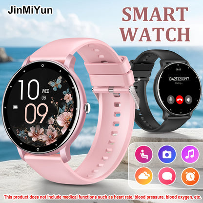 Smart Watch 1.5-Inch Round Display with Wireless Calling, Custom Faces and Black Silicone Band