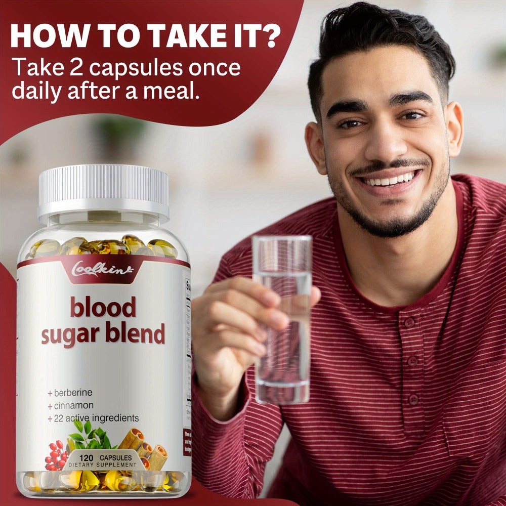 Blood Sugar Blend 120 Capsules – Berberine HCL, Cinnamon, CoQ10, Turmeric & Alpha Lipoic Acid – Natural Formula to Support Healthy Blood Sugar Levels – Daily Wellness Supplement