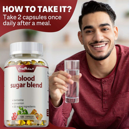 Blood Sugar Blend 120 Capsules – Berberine HCL, Cinnamon, CoQ10, Turmeric & Alpha Lipoic Acid – Natural Formula to Support Healthy Blood Sugar Levels – Daily Wellness Supplement