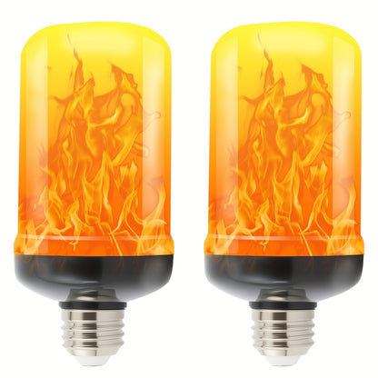 Flame Effect LED Light Bulbs with E26 Base, 51 LEDs and Four Lighting Modes in Yellow, Two-Pack