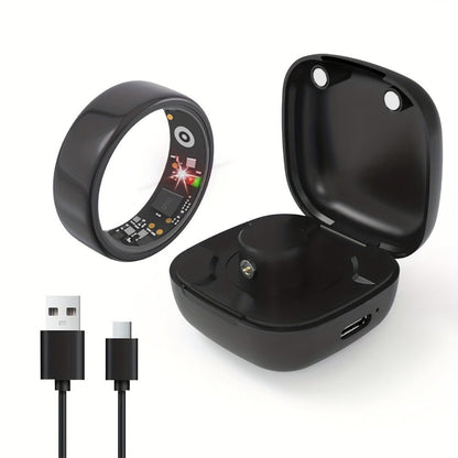 R18 Smart Ring Activity Tracker with 20+ Workout Modes – Sleep & Stress Monitor, Heart Rate, iPhone & Android Compatible, USB Charging, Silvery Black Golden (Size 7-13) Fitness Gift for Men Women