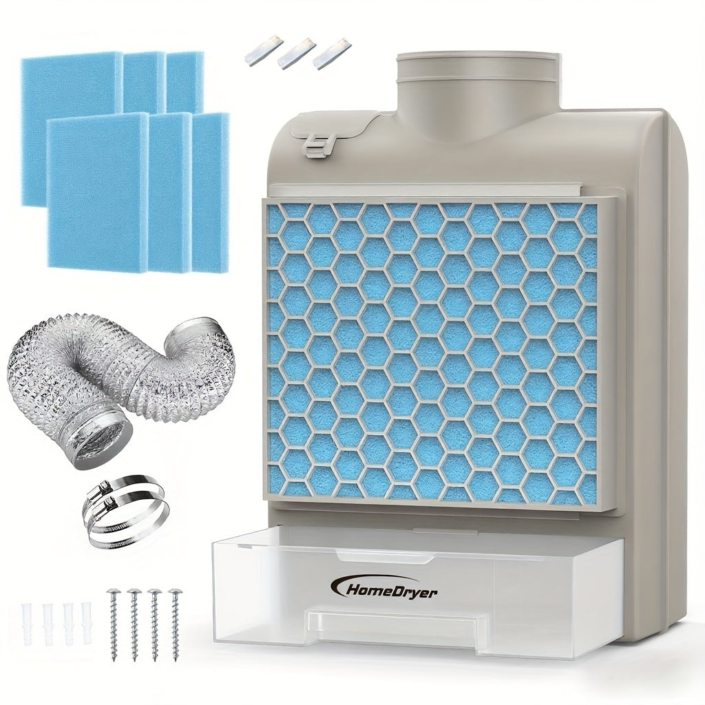 Indoor Electric Dryer Vent Kit with Lint Trap Box, Stainless Steel Screen, Six Filters and Vent Hose