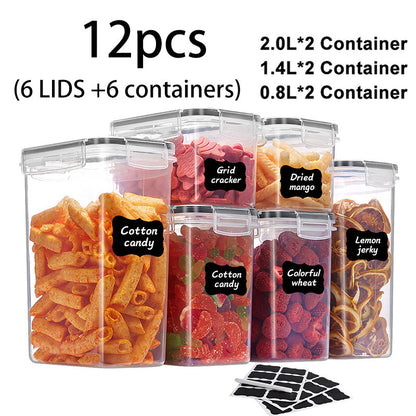Pantry Jar Food Storage Organizer with Flip-Top Lids, Dishwasher-Safe Plastic and Six Set Sizes