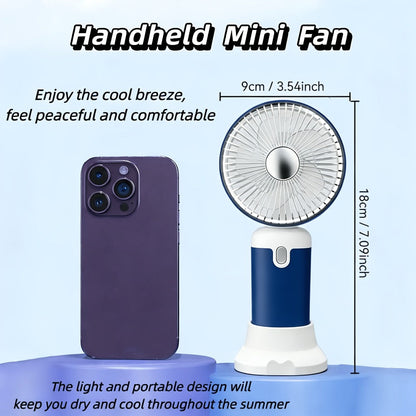 Foldable Handheld and Desk Fan with Three Speeds, USB Charging and White or Blue 1- or 2-Piece Options