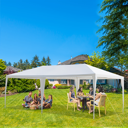 White Open-Sided Canopy Tent in 10x20ft or 10x30ft Sizes with Ropes, Stakes and No Sidewalls