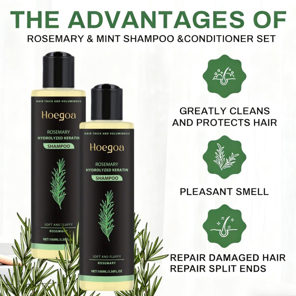 Rosemary Vitamin C Keratin Shampoo Set 3 Bottles — Deep Cleanse Moisturize & Strengthen Hair, Scalp Stimulating Antioxidant Formula, Smooth Shiny Frizz-Free Results, Holiday Hair Care Gift for Women & Men