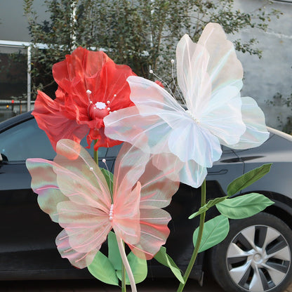 3D Artificial Butterfly Decorations 2pcs – Realistic Featherless Fake Butterflies for Wedding, Home, Garden & Party Decor | No Electricity Required | All-Season Indoor Outdoor Holiday Accent