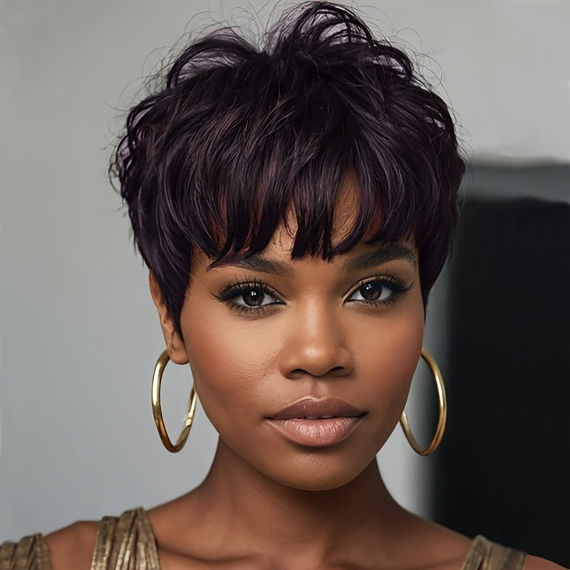 Synthetic Wig 4-Inch Wavy Bob with Bangs in Six Coded Natural and Fashion Colors for Costume Styling