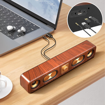 Classic Vintage 10W Bluetooth Desktop Soundbar with Dual 2-Inch Speakers, USB & 3.5mm AUX & TF Card Input, Wireless Computer Speaker for PC Monitor Laptop Home Office